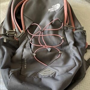 The North Face Gray and Pink Jester Backpack